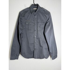 Burberry Men’s Cotton Millitary Shirt Long Sleeve Gray Size M See Description